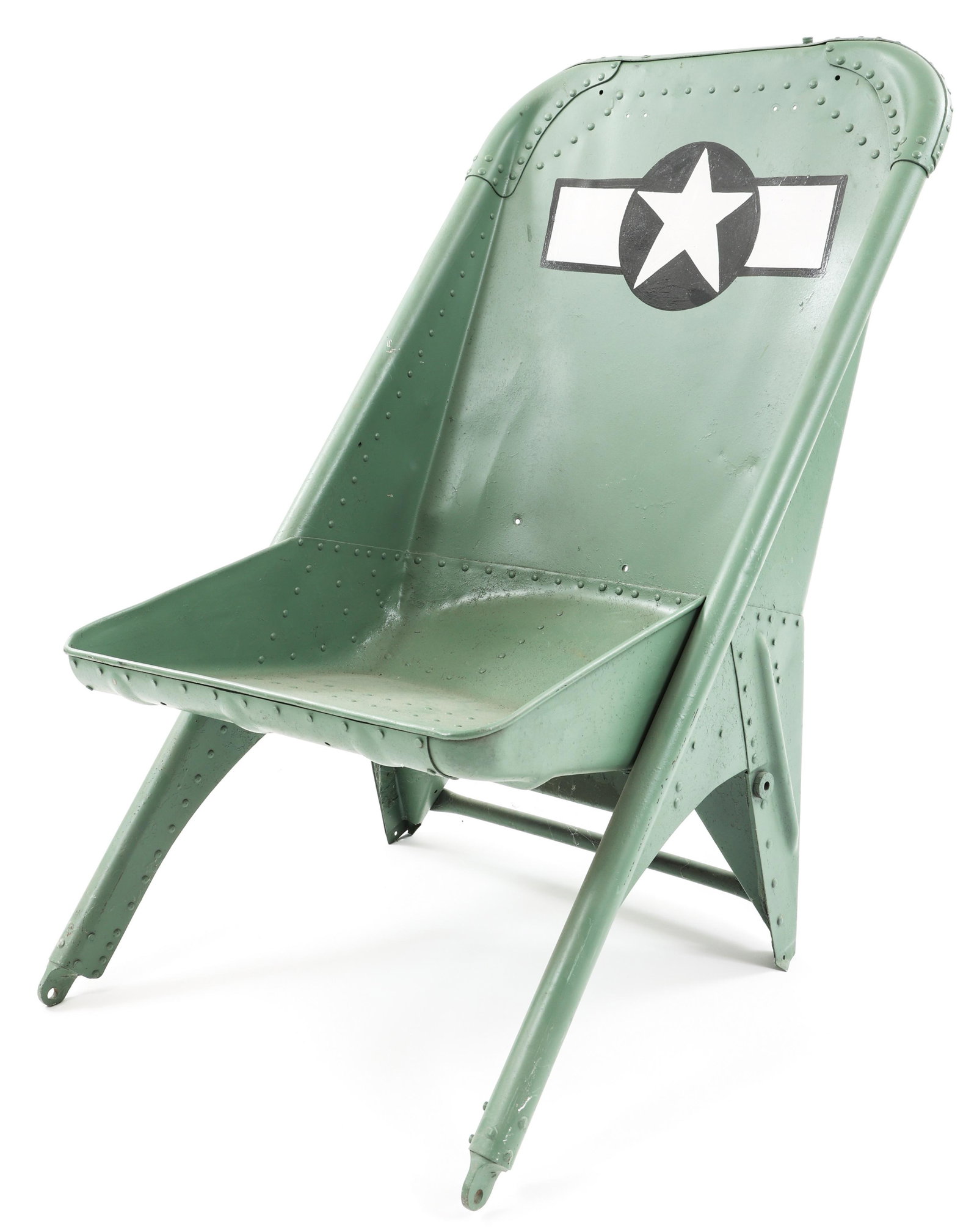 WWII B24 BOMBER PILOT / AIRCREW SEAT: WWII B24 BOMBER PILOT / AIRCREW SEAT WWII US Army Air Force B24 Bomber Pilot / Aircrew Seat. Repainted.