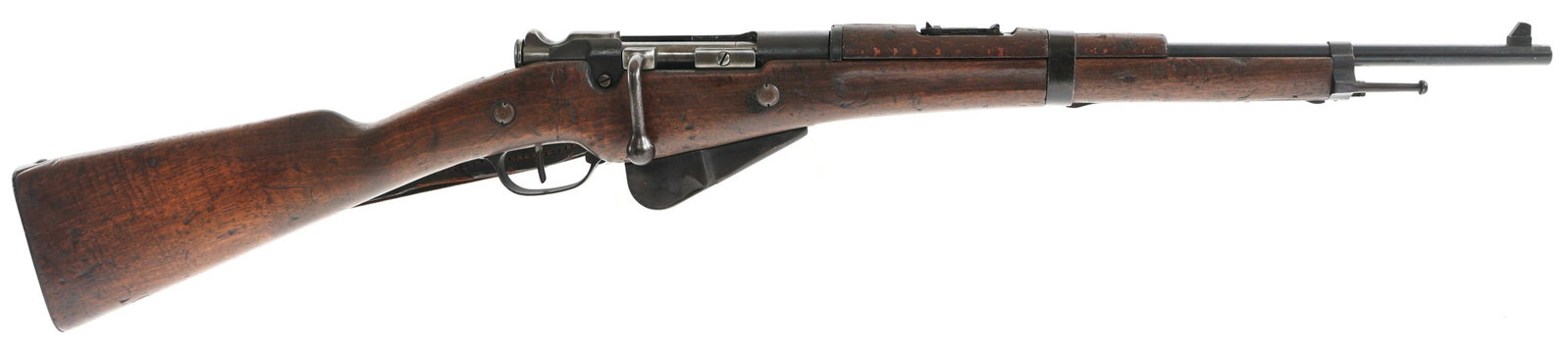 WWI FRENCH CONTINSOUZA MLE M-16 BERTHIER CARBINE: WWI FRENCH CONTINSOUZA MLE M-16 BERTHIER CARBINE WWI French Continsouza MLE M-16 bolt action 8mm Lebel caliber carbine. Serial numbers match on receiver, bolt, and, trigger guard. Stock stamped "B 266