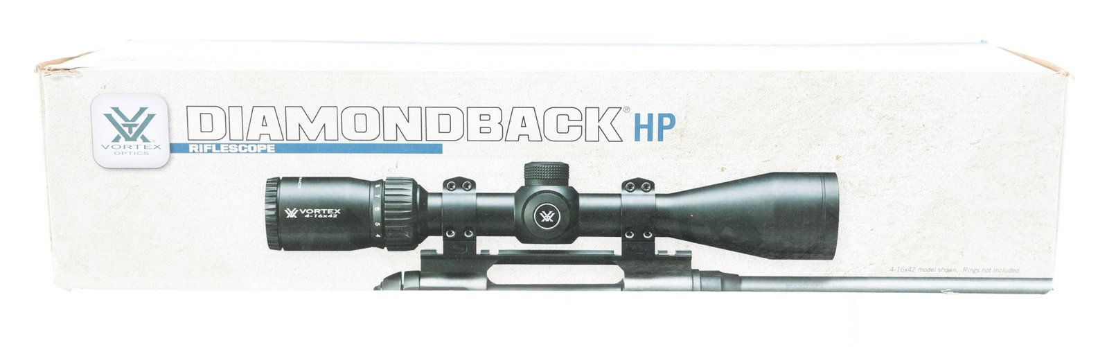 VORTEX DIAMONDBACK HP 4-16X42 RIFLE SCOPE: VORTEX DIAMONDBACK HP 4-16X42 RIFLE SCOPE Vortex Model Diamondback HP 4-16X42 rifle scope. Original box and literature.