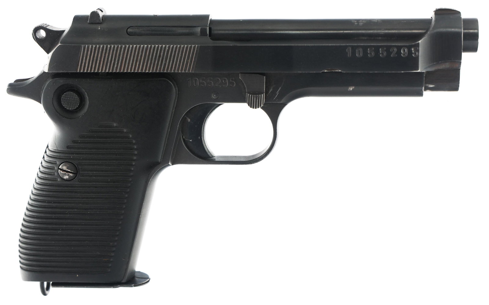 MAADI MODEL HELWAN 9MM CAL SEMI AUTOMATIC PISTOL: MAADI MODEL HELWAN 9MM CAL SEMI AUTOMATIC PISTOL Maddi Model Helwan 9mm semi automatic pistol. Import stamped "Inter Arms Alex Va." Blued finish. Composite grips. Fixed front and rear sights. One maga