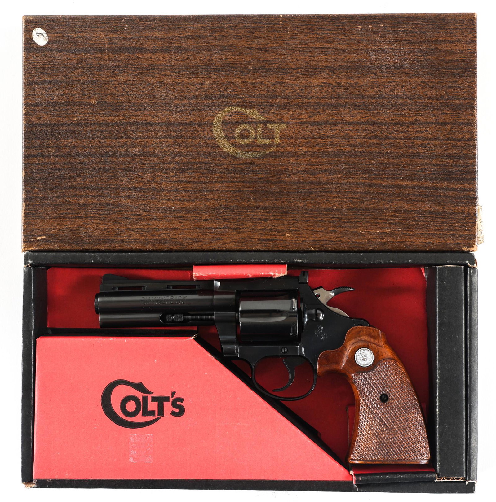 1967 COLT DIAMONDBACK DA .38 SPECIAL REVOLVER: 1967 COLT DIAMONDBACK DA .38 SPECIAL REVOLVER 1967 Colt Diamondback double action .38 Special caliber revolver. Left side of barrel stamped "Diamondback .38 Special". Right side of barrel stamped "Col