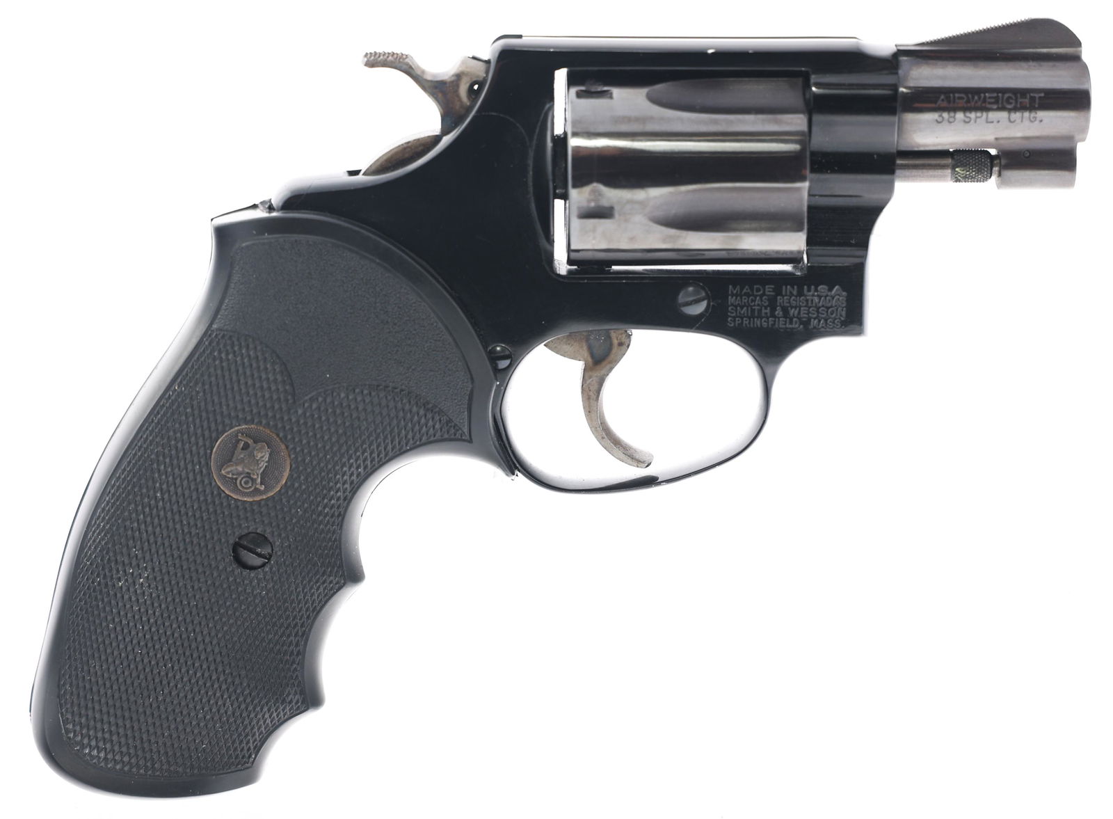 SMITH & WESSON 37-1 AIRWEIGHT .38 SPECIAL REVOLVER: SMITH & WESSON 37-1 AIRWEIGHT .38 SPECIAL REVOLVER Smith & Wesson Model 37-1 Airweight .38 Special double action revolver. Two inch barrel. Blue finish. Pachmayr "Gripper" rubber grips. | Caliber / Ga