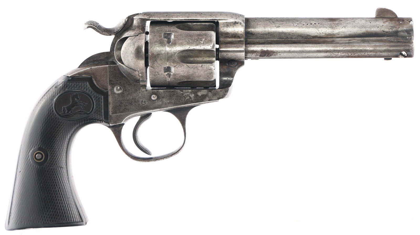 1905 COLT SAA BISLEY MODEL .32 WCF REVOLVER: 1905 COLT SAA BISLEY MODEL .32 WCF REVOLVER 1905 Colt Single Action Army Bisley Model .32 WCF caliber revolver. Matching serial number on frame, trigger strap, and butt. Loading gate numbered 9524. Ba