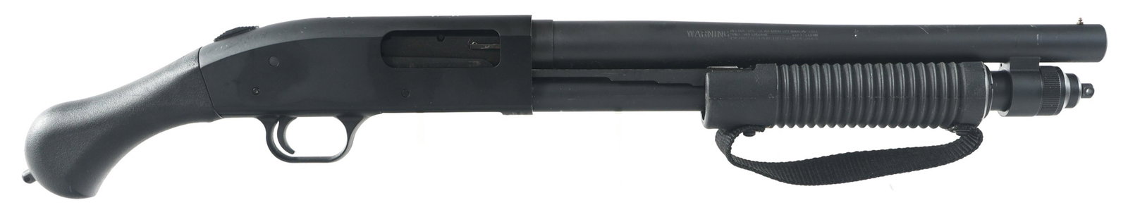 MOSSBERG MODEL 590 SHOCKWAVE 12 GA SHOTGUN: MOSSBERG MODEL 590 SHOCKWAVE 12 GA SHOTGUN Mossberg Model 590 Shockwave 12 GA pump action shotgun. Matte black finish. Brass bead sight. Nylon fore grip sling. Manual and lock. | Caliber / Gauge: 12 |