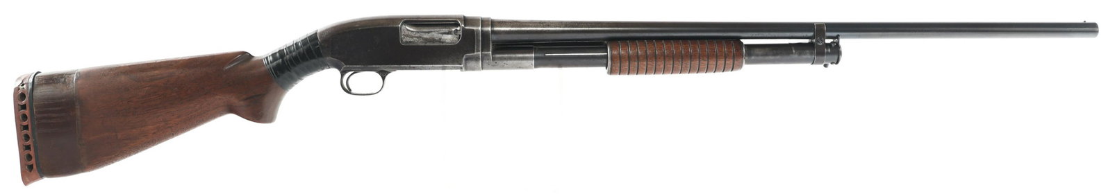 1939 WINCHESTER MODEL 12 16 GA PUMP ACTION SHOTGUN: 1939 WINCHESTER MODEL 12 16 GA PUMP ACTION SHOTGUN 1939 Winchester Model 12 16 gauge pump action shotgun. 2.75" chamber. Modified choke. Left side of receiver inscribed "Gene Valentine". Blued finish.