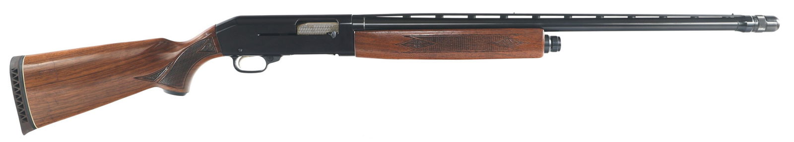 SEARS ROEBUCK TED WILLIAMS M300 12 GA SHOTGUN: SEARS ROEBUCK TED WILLIAMS M300 12 GA SHOTGUN Sears Roebuck & Co. Ted Williams M-300 semi automatic 12 gauge shotgun. 26.5" vented rib barrel with vari-choke. Blued finish. Checkered walnut stock and