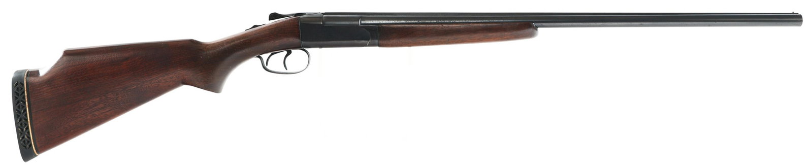WINCHESTER MODEL 24 20 GAUGE SBS SHOTGUN: WINCHESTER MODEL 24 20 GAUGE SBS SHOTGUN Winchester Model 24 20 gauge side-by-side shotgun. 2 3/4" chamber. Both barrels modified choke. Blued finish. Walnut stock and fore grip. Bead front sight. Rub