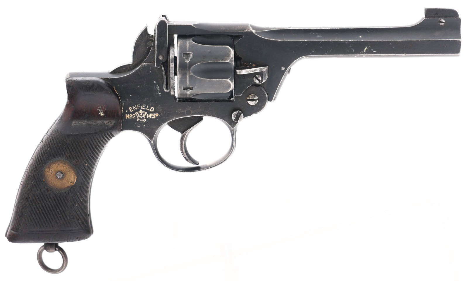 1939 ENFIELD NO 2 MK I* DA .38 CALIBER REVOLVER: 1939 ENFIELD NO 2 MK I* DA .38 CALIBER REVOLVER 1939 Enfield No. 2 Mk. I* double action top break .38 caliber revolver. Right side of frame stamped "Enfield No.2 Mk.I* 1939" with a crown. Barrel stamp