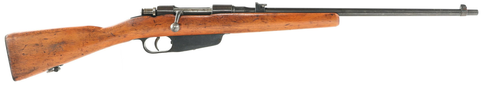 SPORTERIZED TERNI M91/38 6.5mm CARCANO CARBINE: SPORTERIZED TERNI M91/38 6.5mm CARCANO CARBINE Sporterized Terni Model 91/38 6.5mm Carcano carbine. Chamber dated 1941. Wood stock marked E 4511 and with cartouche on left side. No visible import mark