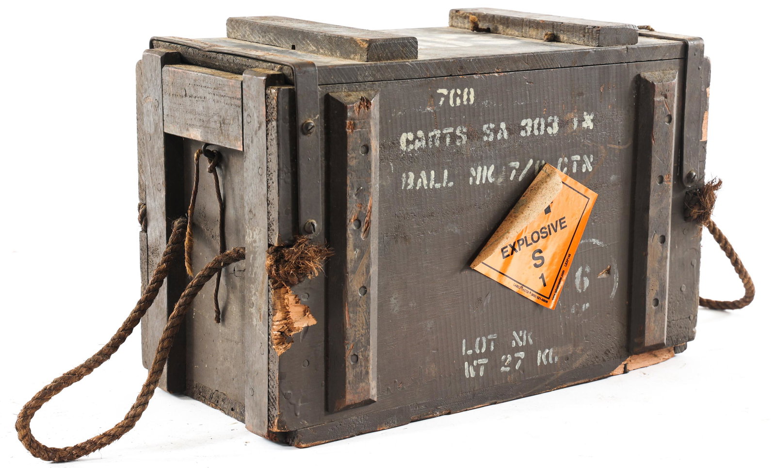 AMMUNITION CRATE OF .303 CALIBER - 768 ROUNDS: AMMUNITION CRATE OF .303 CALIBER - 768 ROUNDS 768 rounds of .303 caliber ammunition. 62 pounds total gross weight including crate. | Caliber / Gauge: 303 British
