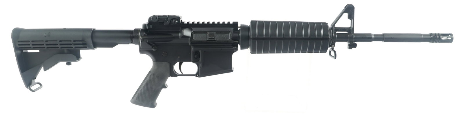 COLT M4 .223 REMINGTON CALIBER CARBINE: COLT M4 .223 REMINGTON CALIBER CARBINE Colt Model M4 .223 Remington caliber semi automatic carbine. Matte black finish. 16 inch round 1:7 MP barrel with matching serial number. Adjustable stock. Rubbe