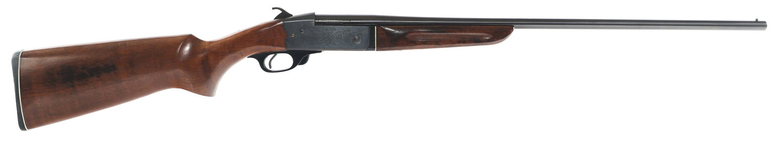 CBC MODEL SB SINGLE SHOT .410 GAUGE SHOTGUN: CBC MODEL SB SINGLE SHOT .410 GAUGE SHOTGUN CBC Model SB Single Shot .410 gauge shotgun. Imported by FIE. Scrolling on receiver. Blued finish. Walnut stock. Bead front sight. Provenance: Personal coll