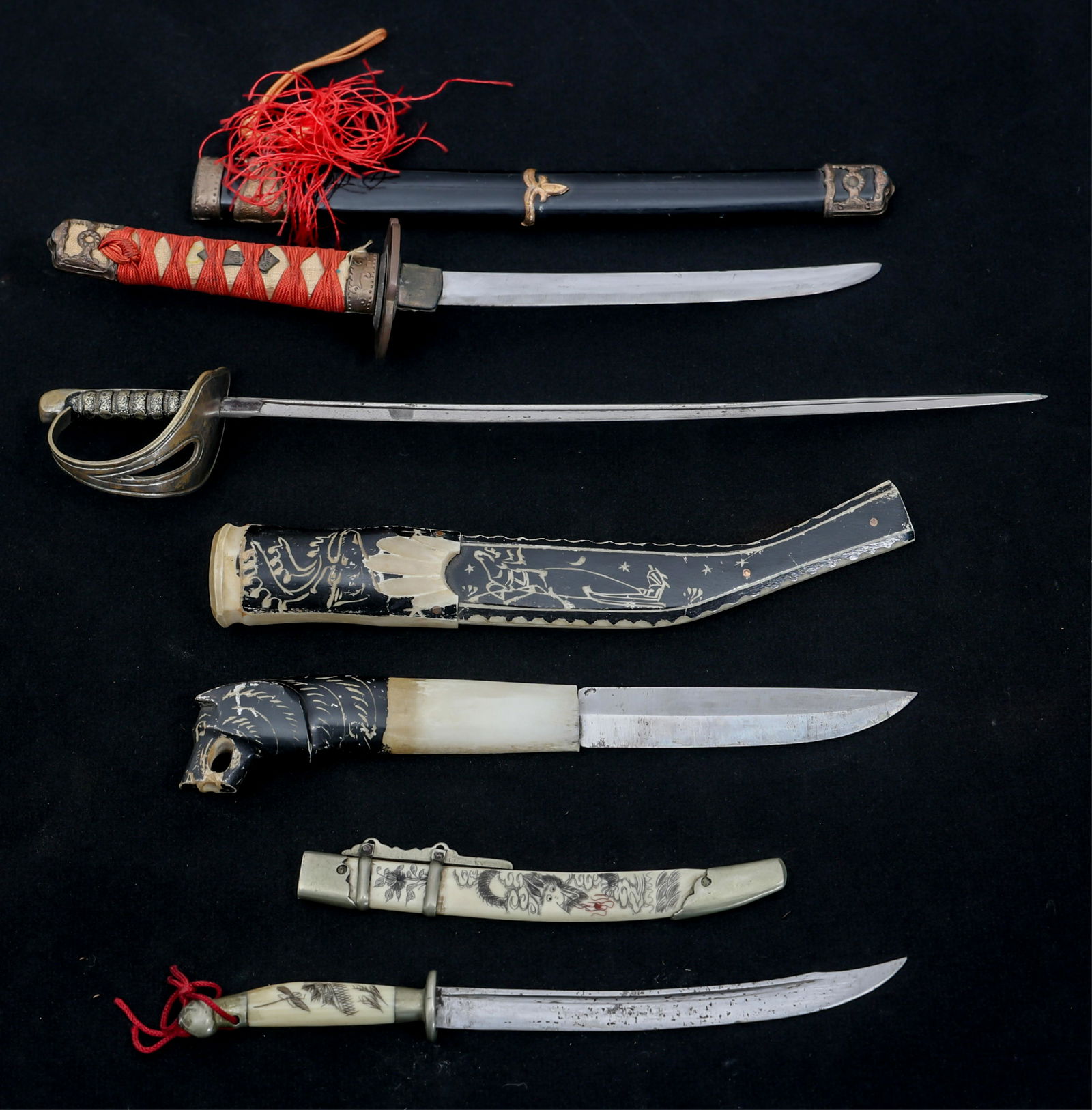 19th C. WORLD MINI SWORD LETTER OPENER LOT OF 4 (1 of 8)