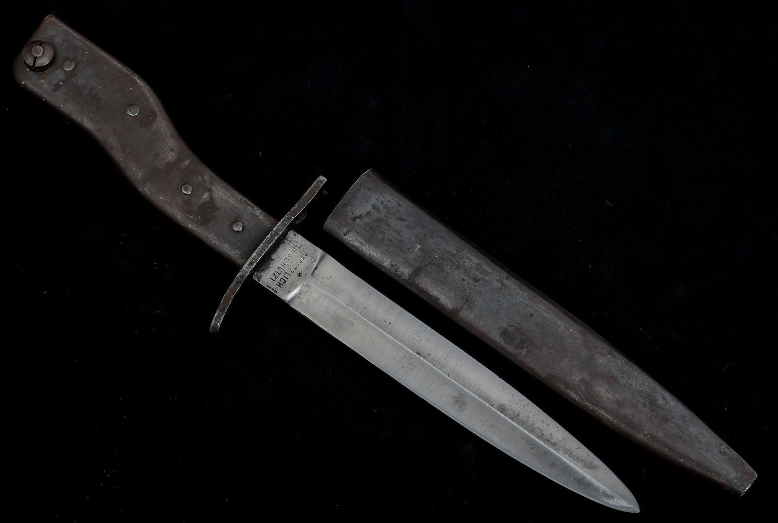 WWI GERMAN CRANK HANDLE ERSATZ TRENCH KNIFE (1 of 10)