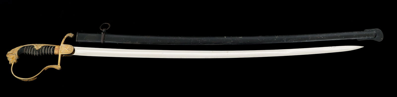 WWI GERMAN CAVALRY OFFICER LIONHEAD DRESS SWORD (1 of 15)