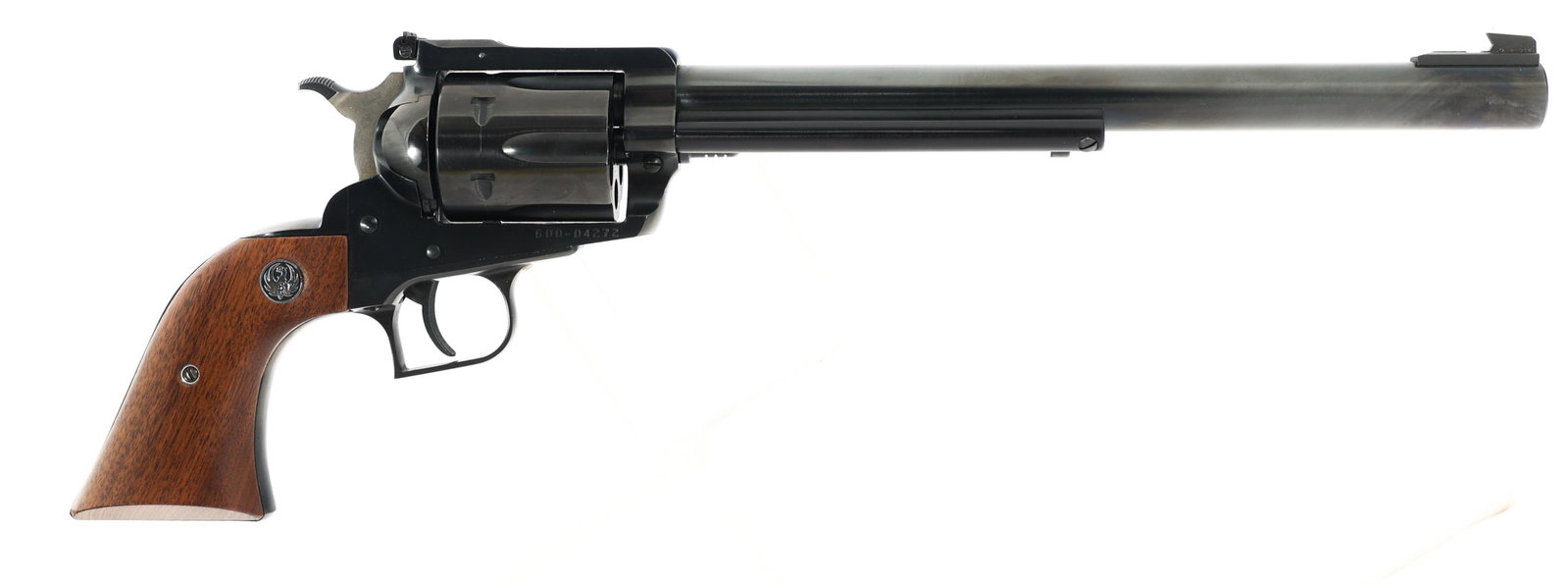 RUGER NEW MODEL BLACKHAWK .357 MAX CAL SA REVOLVER: RUGER NEW MODEL BLACKHAWK .357 MAX CAL SA REVOLVER 1983 Ruger New Model Blackhawk .357 MAX caliber single action revolver. Blued finish. Walnut grips with Ruger medallion. Adjustable rear sight. Manua