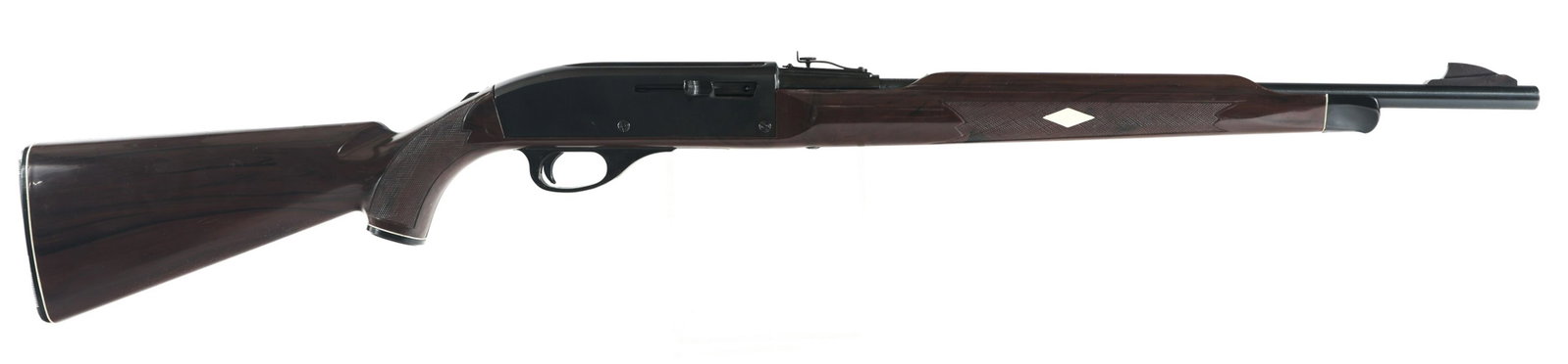 REMINGTON MODEL NYLON 66 .22 LR CALIBER RIFLE: REMINGTON MODEL NYLON 66 .22 LR CALIBER RIFLE 1973 Remington Model Nylon 66 .22 LR caliber semi automatic rifle. Blued finish. Fixed blade front sight. Adjustable rear sight. Magazine tube in stock. C