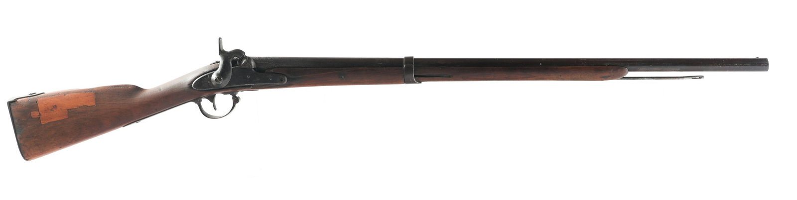 1850 SPRINGFIELD MODEL 1842 .69 CAL SPORTER MUSKET: 1850 SPRINGFIELD MODEL 1842 .69 CAL SPORTER MUSKET 1850 US Springfield Model 1842 .69 caliber percussion musket. Converted lockplate dated 1850. 33 inch barrel with brass bead front sight. 49" total l