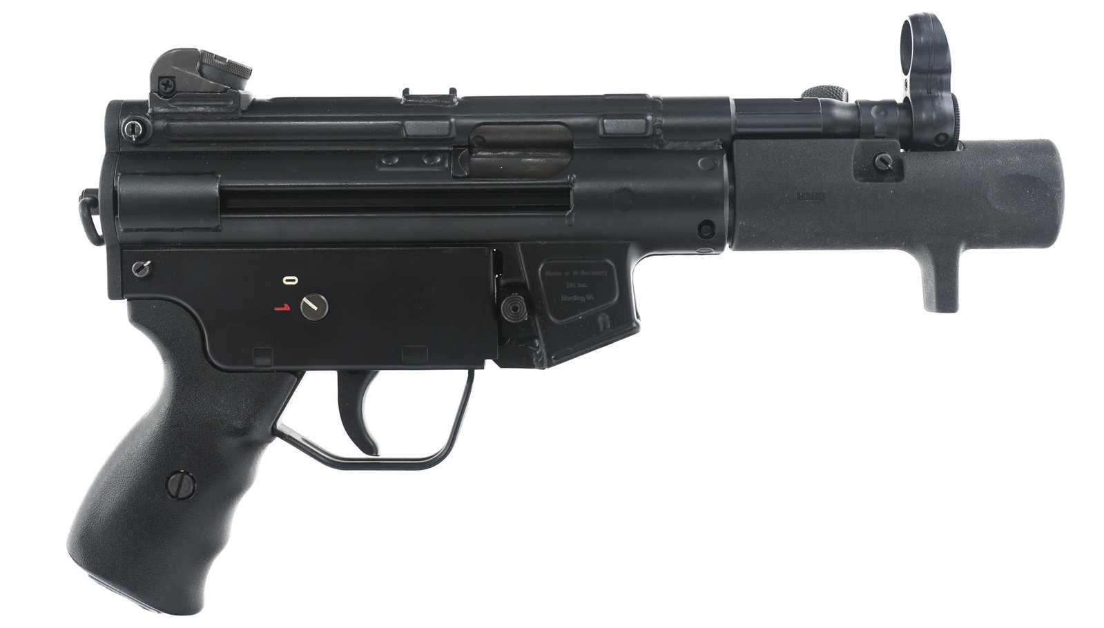 HECKLER & KOCH MODEL SP89 9mm CALIBER PISTOL: HECKLER & KOCH MODEL SP89 9mm CALIBER PISTOL Heckler & Koch Model SP 89 9mm caliber pistol. Black finish. KA date code. Fixed front sight. Diopter drum rear sight. No magazine. | Caliber / Ga 9x19mm |
