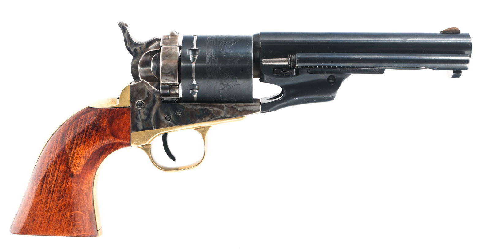 UBERTI 1860 RICHARDS ARMY .38 SPL CALIBER REVOLVER: UBERTI 1860 RICHARDS ARMY .38 SPL CALIBER REVOLVER Uberti Model 1860 Richards Army .38 Special caliber single action revolver. Case hardened frame. Blued barrel and cylinder. Barrel shortened to 5". B