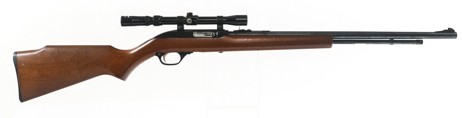 MARLIN MODEL 60 .22 LR CALIBER SEMI AUTO RIFLE: MARLIN MODEL 60 .22 LR CALIBER SEMI AUTO RIFLE Marlin Model 60 .22 LR caliber semi automatic rifle. Blued finish. Wood stock. Adjustable rear sight. 22" Micro Groove barrel. Tasco 3-7x20 scope. | Cali