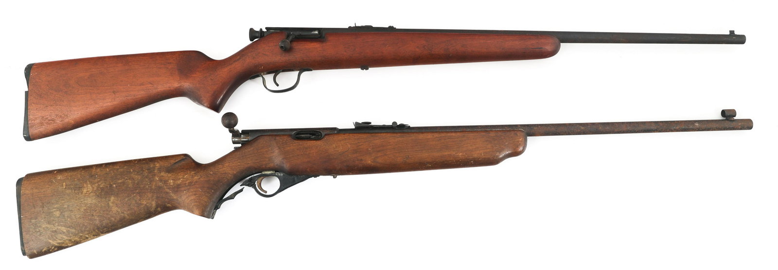 SPRINGFIELD & WARDS RIFLES 22 CAL - LOT OF 2: SPRINGFIELD & WARDS RIFLES 22 CAL - LOT OF 2 Lot of two .22 caliber rifles. A) Springfield Model 120A .22 S-L-LR caliber bolt action rifle. Wood stock. B) Wards Western Field Model 36D .22 S-L-LR cali