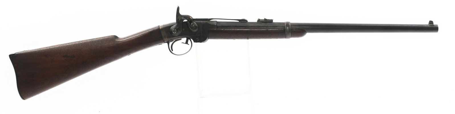 MASS ARMS SMITH .50 CAL SADDLE RING CARBINE: MASS ARMS SMITH .50 CAL SADDLE RING CARBINE US Civil War Massachusetts Arms Co Smith Patent .50 caliber breech loading percussion saddle ring carbine. Matching Serial number on barrel and receiver. 21