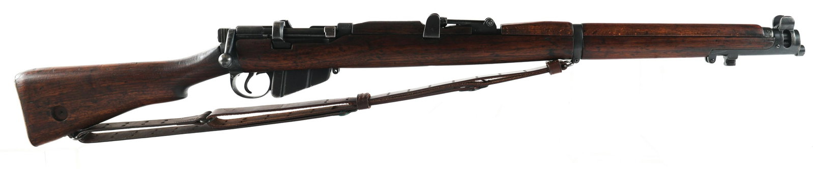 WWI BRITISH BSA SHT LE III* .303 CALIBER RIFLE: WWI BRITISH BSA SHT LE III* .303 CALIBER RIFLE 1917 WWI British British Small Arms Co. Model Sht L.E. III* .303 caliber rifle. Matching Serial Numbers on receiver, bolt handle, rear sight, and stock. 