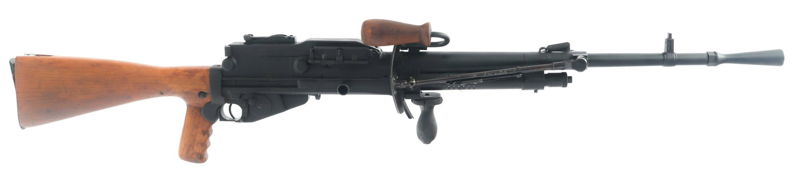 FRENCH BREVETE HOTCHKISS 1922 MACHINE GUN DISPLAY: FRENCH BREVETE HOTCHKISS 1922 MACHINE GUN DISPLAY French Brevete Hotchkiss 1922 light machine gun non firing display. Inert welded receiver with non working parts. Made for Turkish army. Right side of