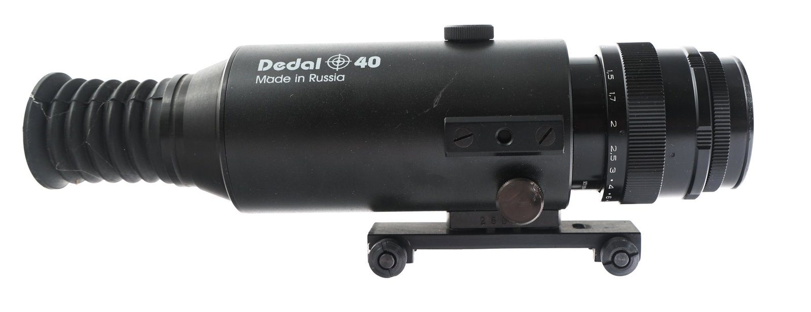 RUSSIAN DEDAL 40 STARLIGHT NIGHT VISION SCOPE: RUSSIAN DEDAL 40 STARLIGHT NIGHT VISION SCOPE Russian Dedal 40 Starlight night vision scope. Second generation. QD mount. Soft case.