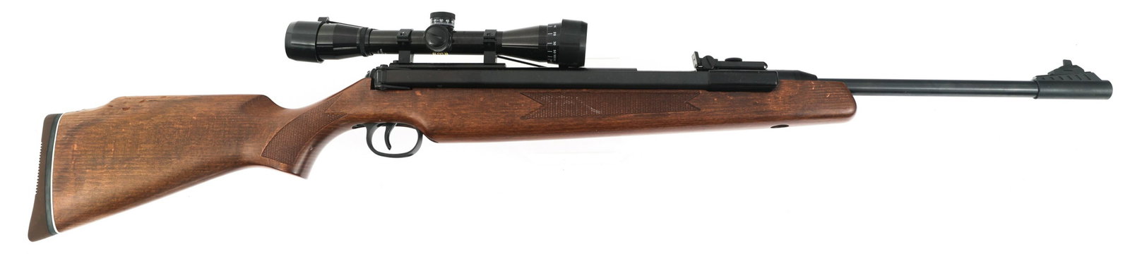 DIANA MODEL 48/52 .22 CALIBER PELLET RIFLE: DIANA MODEL 48/52 .22 CALIBER PELLET RIFLE Diana model 48 / 52 .22 caliber pellet rifle. Blued finish. Blade front sight. Adjustable rear sight. Bushnell Sportview Duplex reticle 4x32 scope with lens 