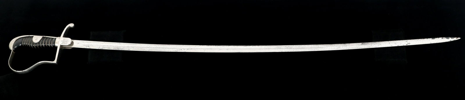 WWII GERMAN ARMY ARTILLERY NCO SWORD: WWII GERMAN ARMY ARTILLERY NCO SWORD WWII German Army, Artillery NCO's Sword. Single edged, chromed, steel fullered blade. Maker mark "Original Eickhorn, Solingen" stamped on the ricasso. Steel based,