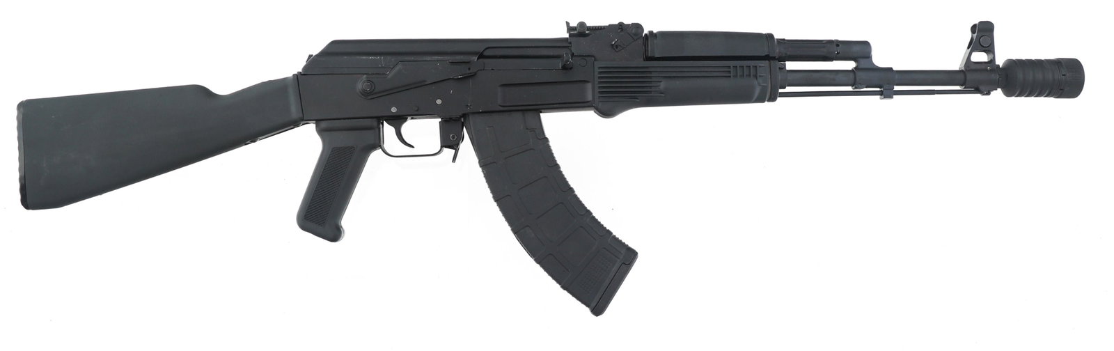 ARSENAL MODEL SAM7R 7.62x39mm CALIBER RIFLE: ARSENAL MODEL SAM7R 7.62x39mm CALIBER RIFLE Arsenal Model SAM7R 7.62x39mm caliber semi automatic rifle. Receiver stamped Made in Bulgaria. Black finish. Adjustable sights. Flash hider. Polymer stock. 