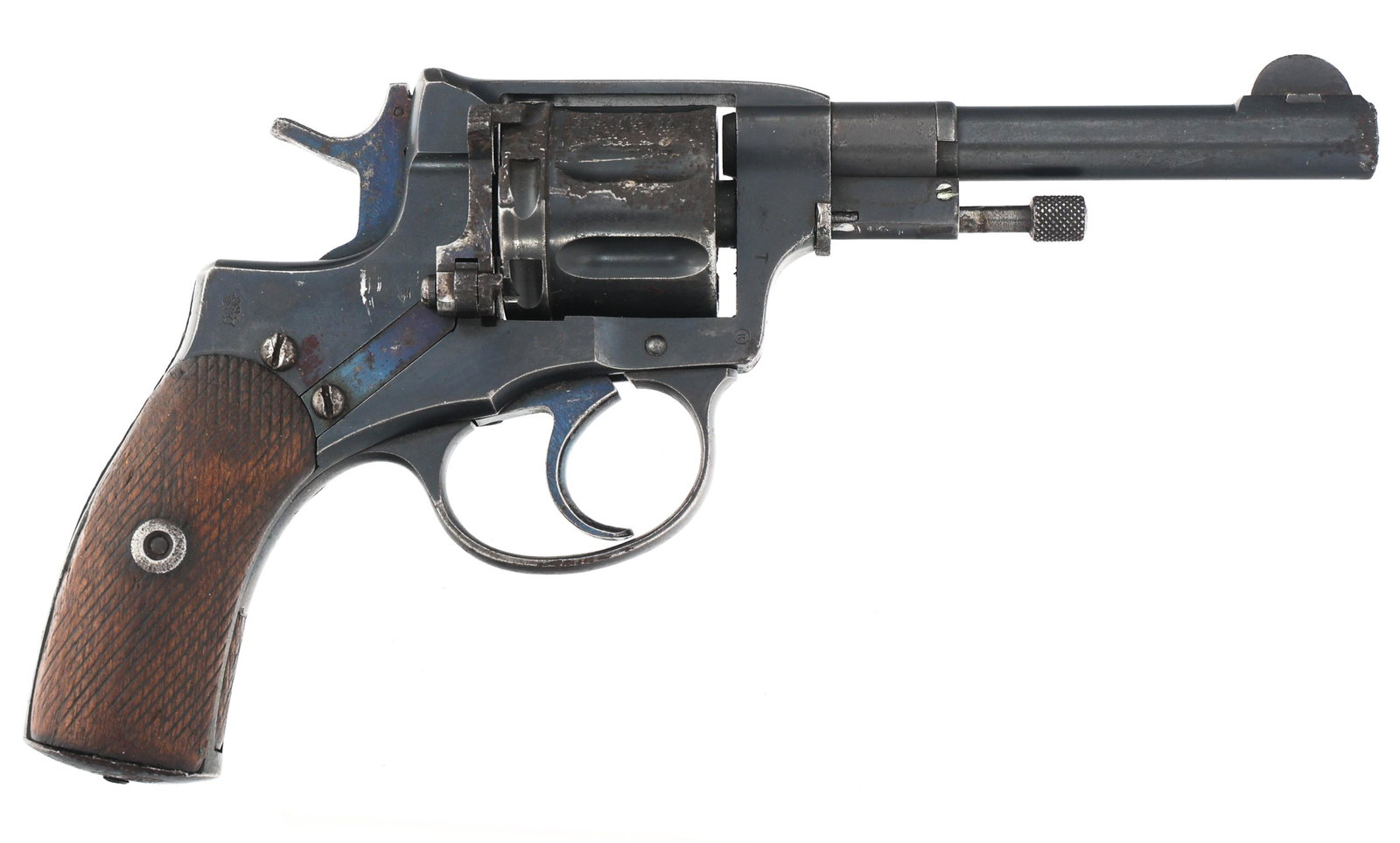 1912 RUSSIAN TULA MODEL 1892 NAGANT SA REVOLVER: 1912 RUSSIAN TULA MODEL 1892 NAGANT SA REVOLVER 1912 Russian Tula Model 1892 7.62x38mmR caliber single action revolver. Left side of frame stamped "Imperial Firearms Manufacture of Tula 1912". Imperia