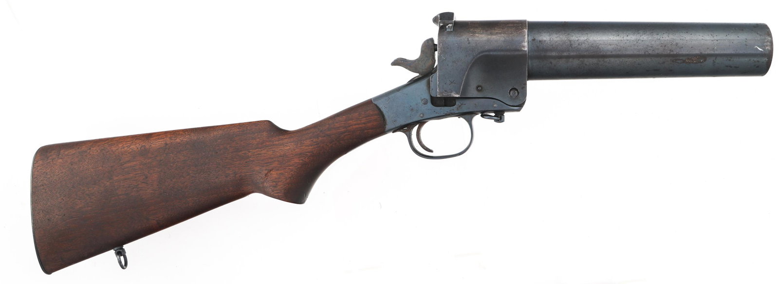 WWI HARRINGTON & RICHARDSON MKI FLARE GUN: WWI HARRINGTON & RICHARDSON MKI FLARE GUN British WWI MKI Harrington & Richardson 37mm Flare Gun. Broad arrow stamped on barrel, frame, lock lever, trigger guard, and hammer. Proof marks on frame, loc