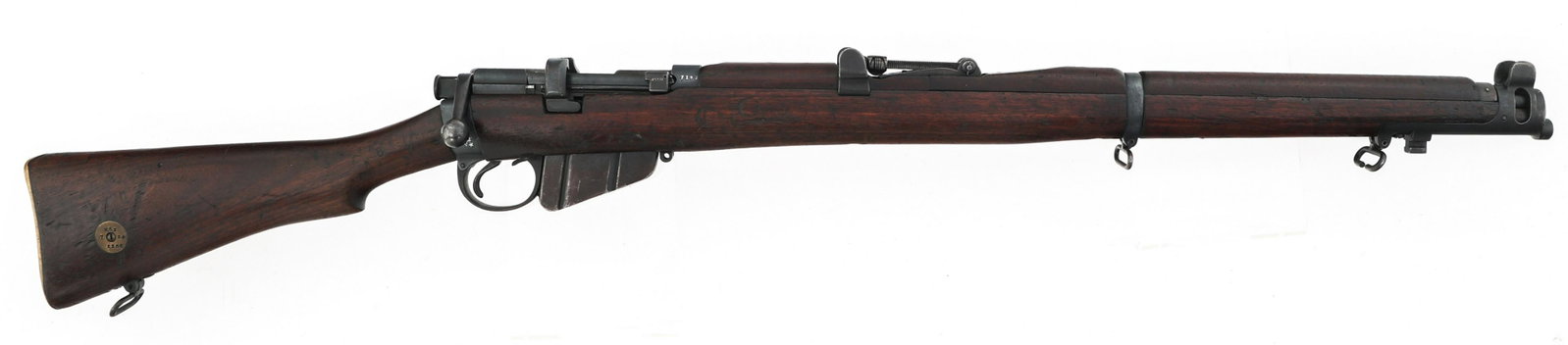 1910 NEW ZEALAND ENFIELD No. 2 TRAINING RIFLE: 1910 NEW ZEALAND ENFIELD No. 2 TRAINING RIFLE 1910 New Zealand Enfield Sht 22 Mk IV* No. 2 .22 caliber bolt action training rifle. Receiver, stock, medallion, and barrel stamped NZ with Broad Arrow. N