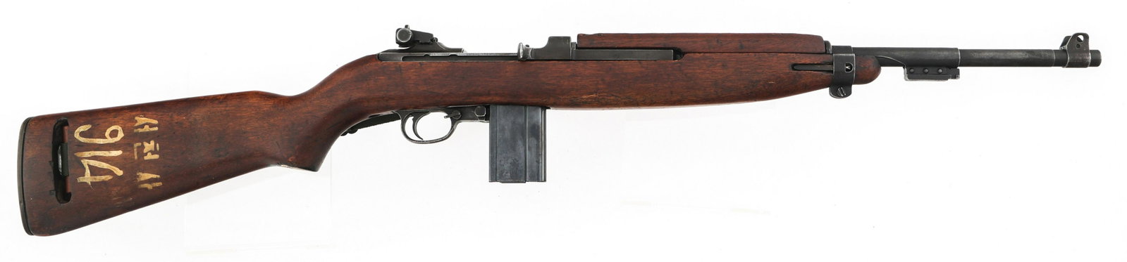 SOUTH KOREAN MARKED SAGINAW M1 .30 CARBINE: SOUTH KOREAN MARKED SAGINAW M1 .30 CARBINE South Korean Saginaw GM model M1 .30 caliber carbine. US marked with South Korean markings on stock. Saginaw barrel. Stock numbered 914. One magazine. Korean