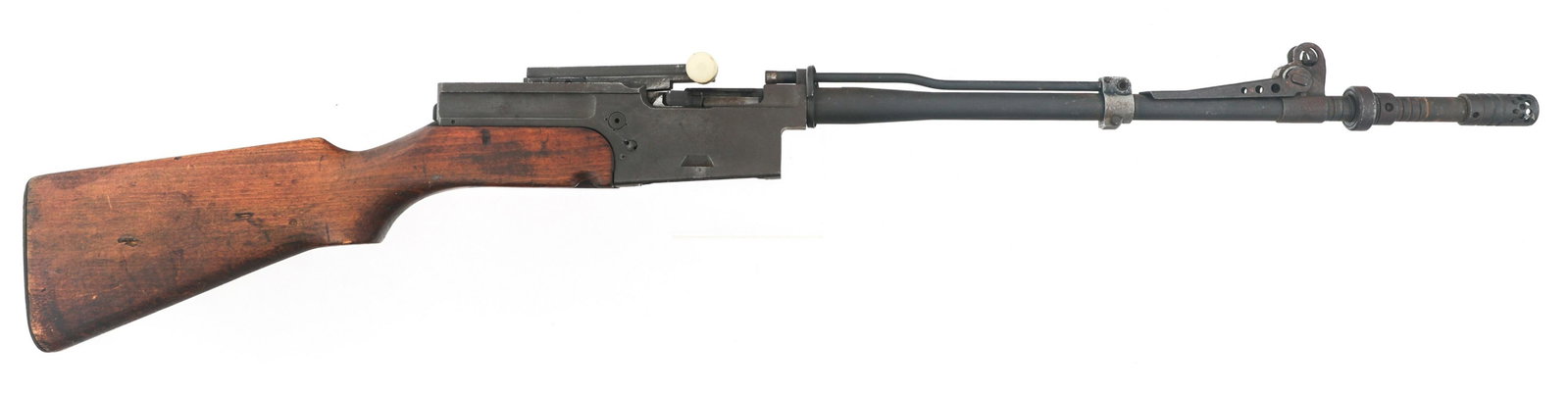 FRENCH MAS MODEL 49-56 RIFLE FOR PARTS OR REPAIR: FRENCH MAS MODEL 49-56 RIFLE FOR PARTS OR REPAIR French MAS Model 49-56 7.62x51mm caliber semi automatic rifle for parts or repair. Parkerized finish. Wood stock. Grenade launcher with sight. Caliber 