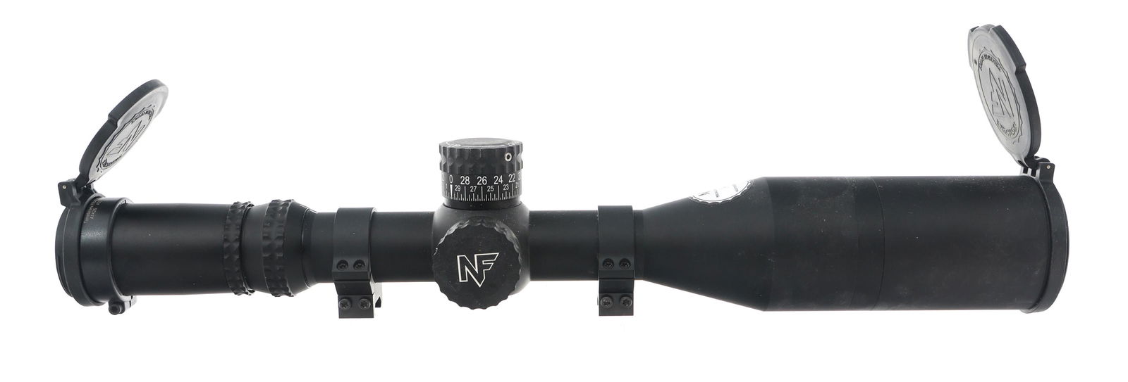 NIGHTFORCE MODEL ATACR 5-25x52mm RIFLE SCOPE: NIGHTFORCE MODEL ATACR 5-25x52mm RIFLE SCOPE Nightforce Model ATACR 5-25x56mm rifle scope. MOAR reticle. .25 MOA adjustments. Sun shade. Scope rings. Lens covers.