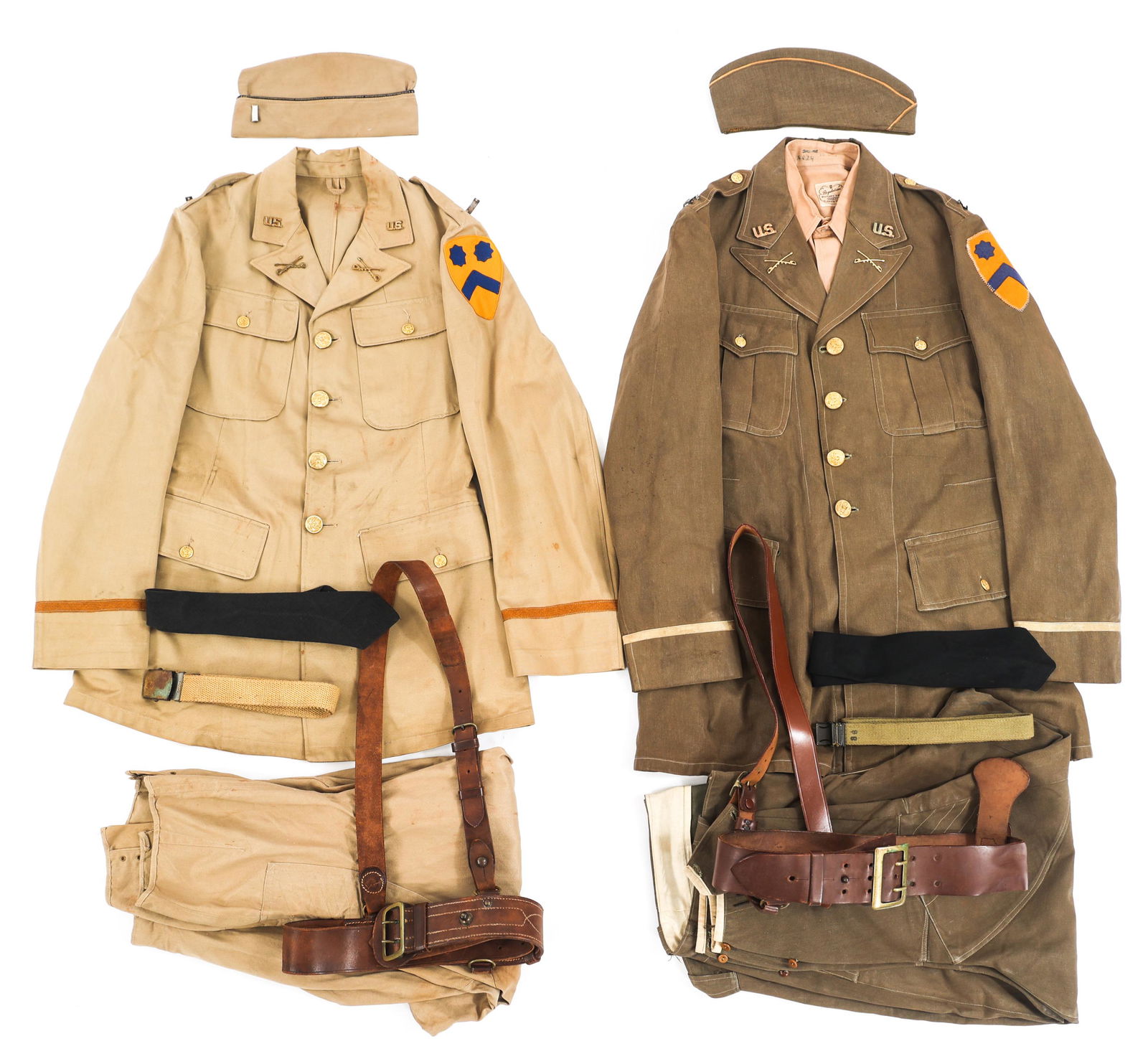 PRE WWII 2nd CAVALRY DIVISION OFFICER UNIFORMS: PRE WWII 2nd CAVALRY DIVISION OFFICER UNIFORMS Pre WWII 2nd Cavalry Division Officer's Uniforms. (1) 2nd Cavalry Div. Officer's Complete Uniform Set. Summer khaki cotton tunic with unit patch, 1st Lie