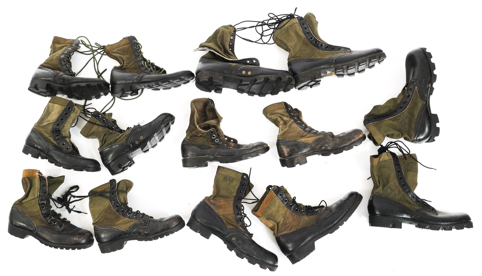 VIETNAM WAR JUNGLE BOOT LOT OF 7: VIETNAM WAR JUNGLE BOOT LOT OF 7 Lot of 7 Pairs of Vietnam War Jungle Boots. Size: 7 to 13