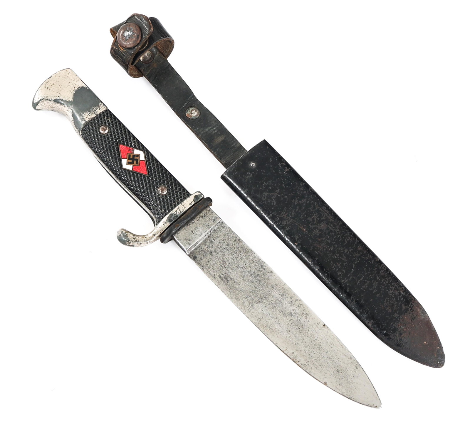 WWII GERMAN HITLER YOUTH KNIFE RZM M7/66 EICKHORN: WWII GERMAN HITLER YOUTH KNIFE RZM M7/66 EICKHORN WWII German Hitler Youth Knife RZM M7/66 By C. Eickhorn. Single edged, bright blade maker marked by Carl Eickhorn and stamped with "RZM M7/66". One si