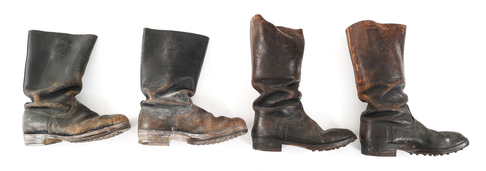 WWII GERMAN WEHRMACHT COMBAT BOOT LOT OF 2: WWII GERMAN WEHRMACHT COMBAT BOOT LOT OF 2 Lot of 2 WWII German Wehrmacht Combat Boots. (2) Pairs of leather "Jack boot" combat boots with hobnail soles.