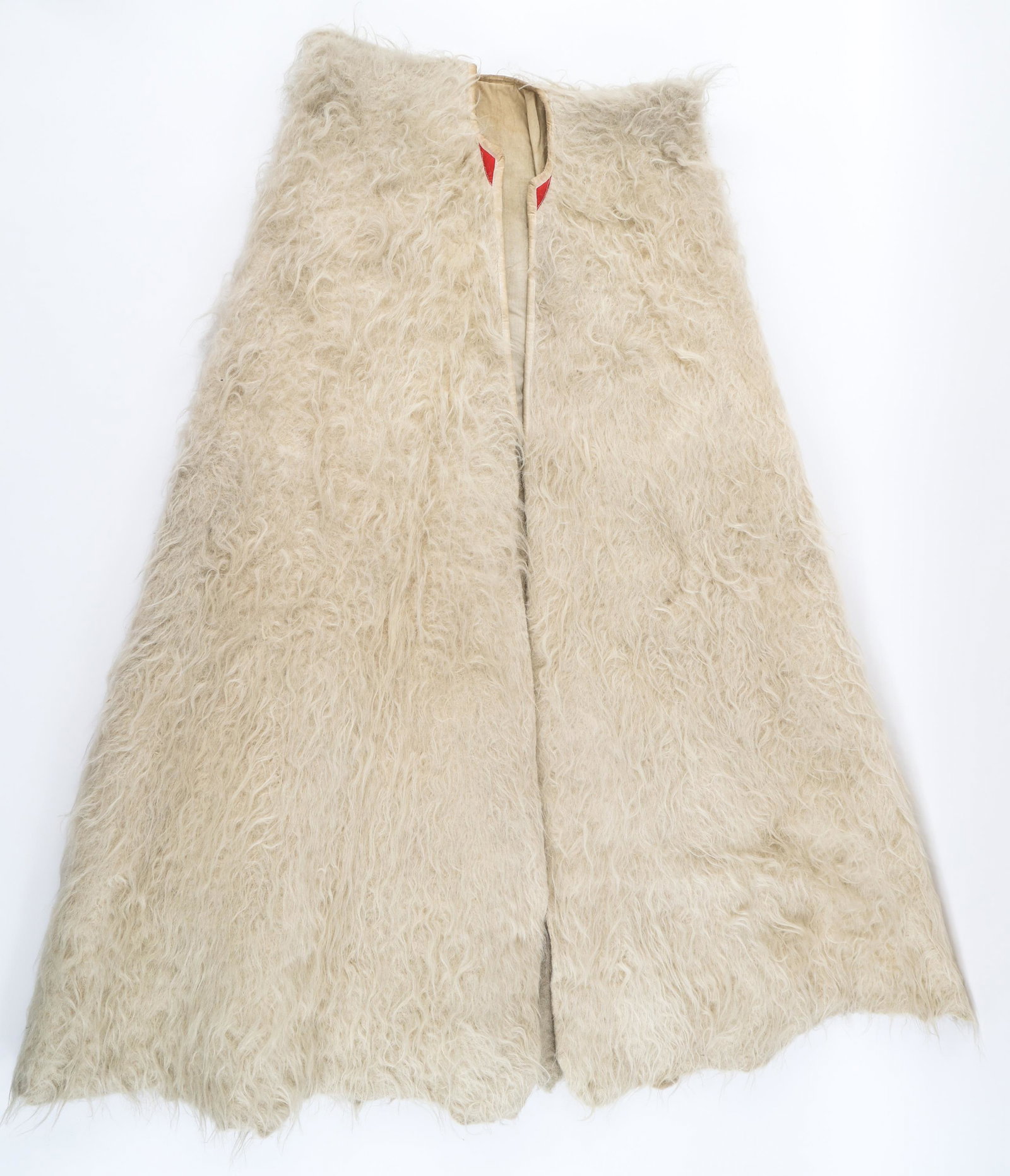 WWII ERA SOVIET COSSACK CAVALRY OFFICER BURKA: WWII ERA SOVIET COSSACK CAVALRY OFFICER BURKA WWII Era Soviet Cossack Cavalry Officer's Burka. Fur lined coat with red collar tabs.