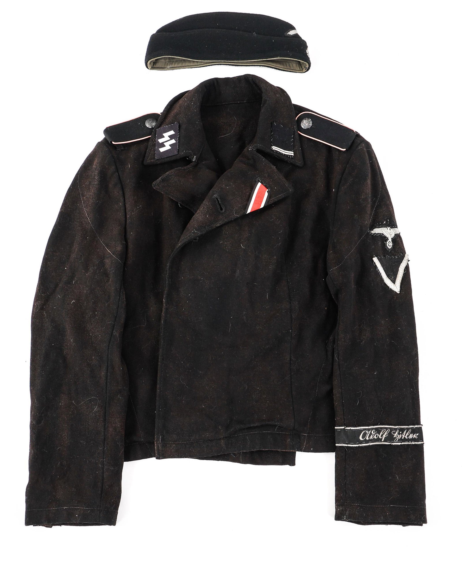 REENACTOR WWII GERMAN SS PANZER WRAP: REENACTOR WWII GERMAN SS PANZER WRAP Reenactor Contemporary Post-War Production WWII German SS Panzer Wrap and Garrison Cap.