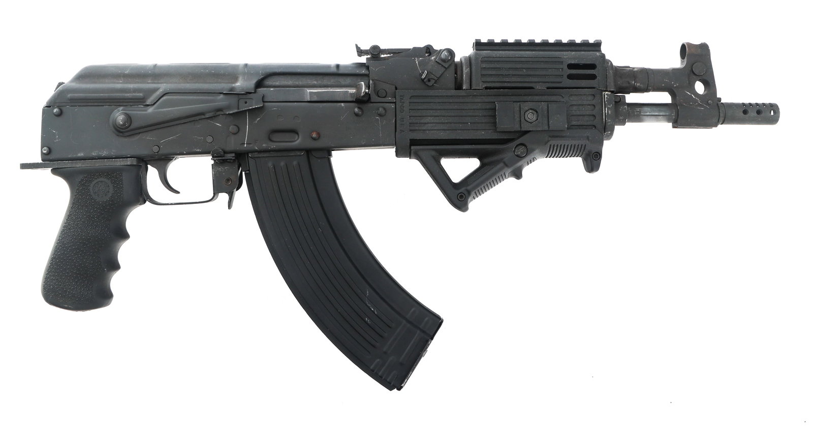 ROMARM CUGIR DRACO 7.62mm CALIBER AK47 PISTOL: ROMARM CUGIR DRACO 7.62mm CALIBER AK47 PISTOL Romarm SA/Cugir Draco 7.62x39mm caliber semi automatic AK47 pistol. Receiver import stamped "CAI". Matte black finish. Hogue overmold pistol grip. Tapco s
