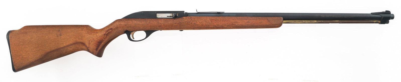 MARLIN MODEL GLENFIELD 65 .22 LR CAL RIFLE: MARLIN MODEL GLENFIELD 65 .22 LR CAL RIFLE 1973 Marlin Model Glenfield 65 "Golden 50" .22 LR caliber semi automatic rifle. Blued finish. Blade front sight. U notch rear sight. Brass magazine tube. Woo