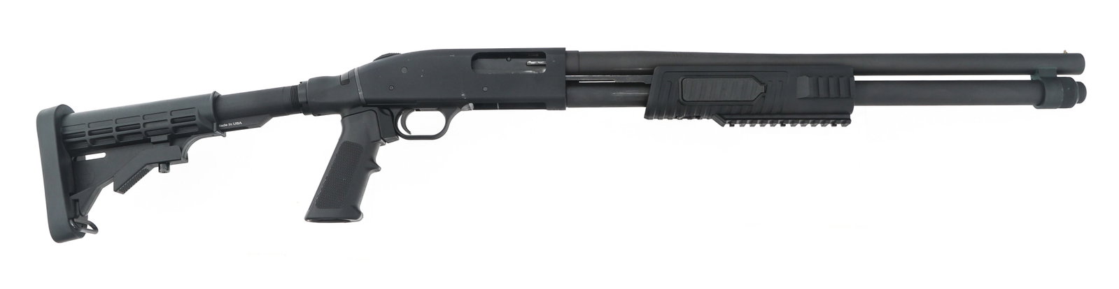 MOSSBERG MODEL 590 12 GA PUMP ACTION SHOTGUN: MOSSBERG MODEL 590 12 GA PUMP ACTION SHOTGUN Mossberg Model 590 12 gauge pump action shotgun. Matte Blue finish. Bead front sight. 3" chamber. 6 position stock. Caliber / Gauge: 12 | Barrel Length: 20