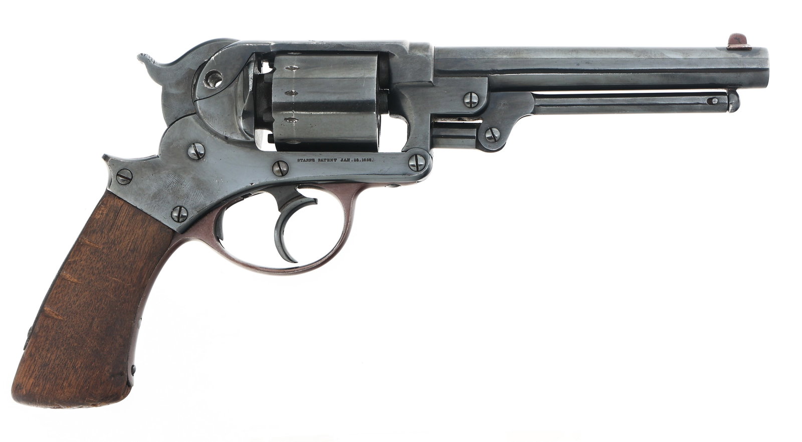 STARR ARMS M1858 .44 CALIBER REVOLVER FOR REPAIR: STARR ARMS M1858 .44 CALIBER REVOLVER FOR REPAIR Starr Arms Model 1858 Army .44 caliber Double Action percussion revolver for parts or repair. Blued Finish. Serial numbers match on barrel, frame and h
