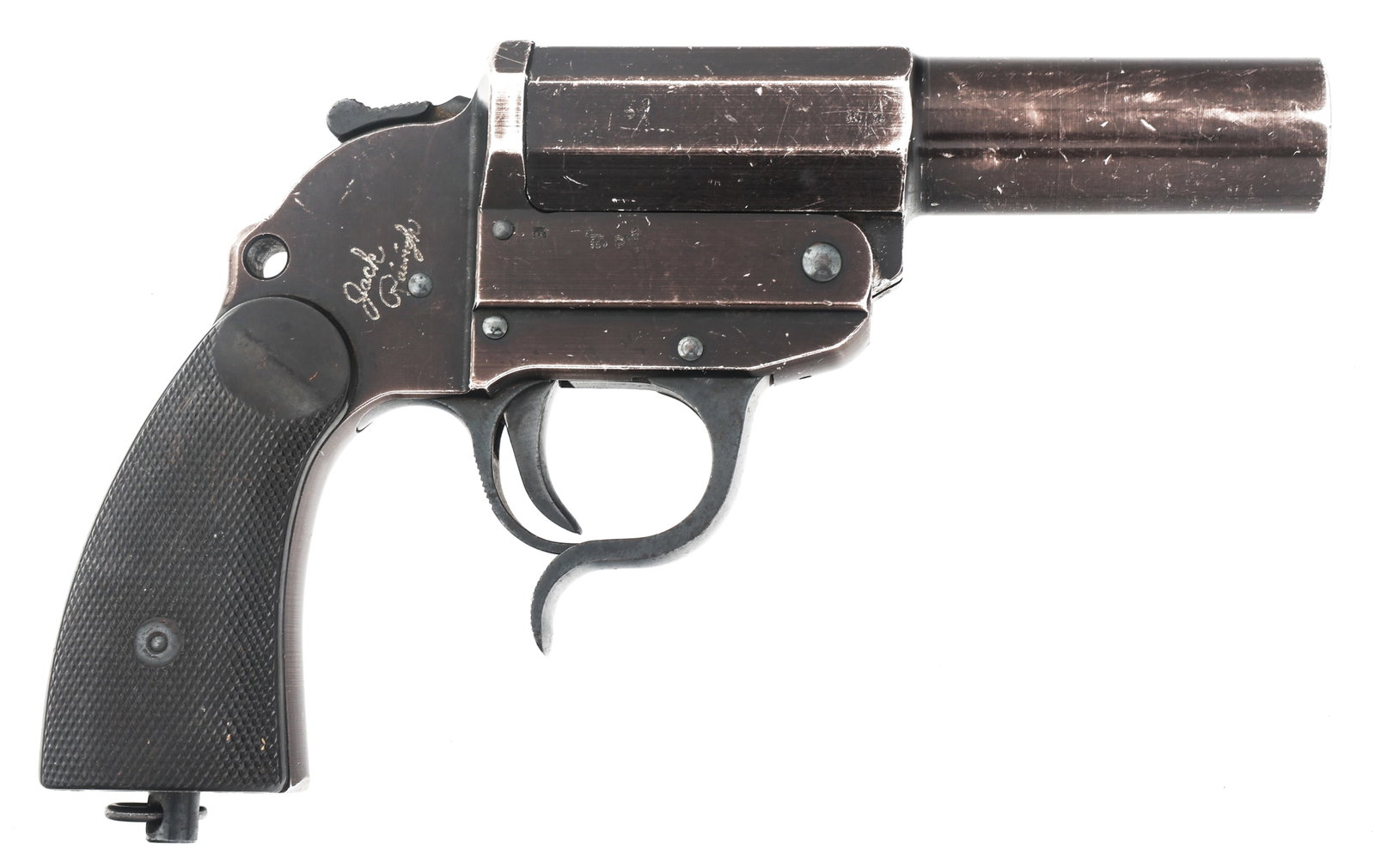 WWII GERMAN WALTHER LP-34 26.5mm CAL FLARE PISTOL: WWII GERMAN WALTHER LP-34 26.5mm CAL FLARE PISTOL WWII German ac 41 Code Walther Model LP-34 26.5mm caliber flare pistol. Serial numbers match on frame and barrel. Waffenamt 359 on right side of frame